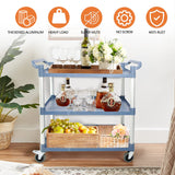 Utility Carts with Wheels Large Size Rolling Cart with Wheels Heavy Duty 600 LBS Food Cart with Lockable Wheels and Hammer for Kitchen/Office/Warehouse, 39.5" D x 19.3" W x 39.5" H(Grey Large Size) SFESGRER