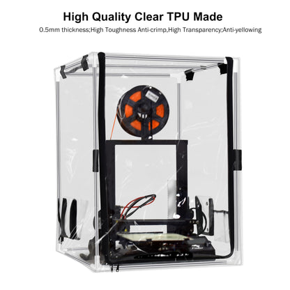 FUNGDO Transparent 3D Printer Enclosure Resin Printer Enclosure Clear TPU Protective Cover Dustproof Tent with Ventilation Fixing Port for FDM/LCD/DLP/SLA 3D Printer (T-Middle) - WoodArtSupply