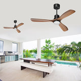 Obabala 52" Ceiling Fan with Lights Remote Control Outdoor Wood Ceiling Fans Noiseless Reversible DC Motor Obabala