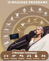 RelaxRelife Full Body Zero Gravity Massage Chair with Body Scan 4D Intelligent Shiatsu Strecth Massage, Back/Leg Heated with AI Voice Control Bluetooth Speaker Airbags SL Track Massage Coffee RelaxRelife
