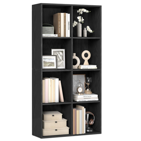 VASAGLE Custos Collection - Bookshelf, Bookcase, Cube Shelf with 8 Compartments, 9.4 x 25.8 x 51 Inches, Storage Shelf, for Living Room, Home Office, Dining Room, Ebony Black ULBC424B01 VASAGLE