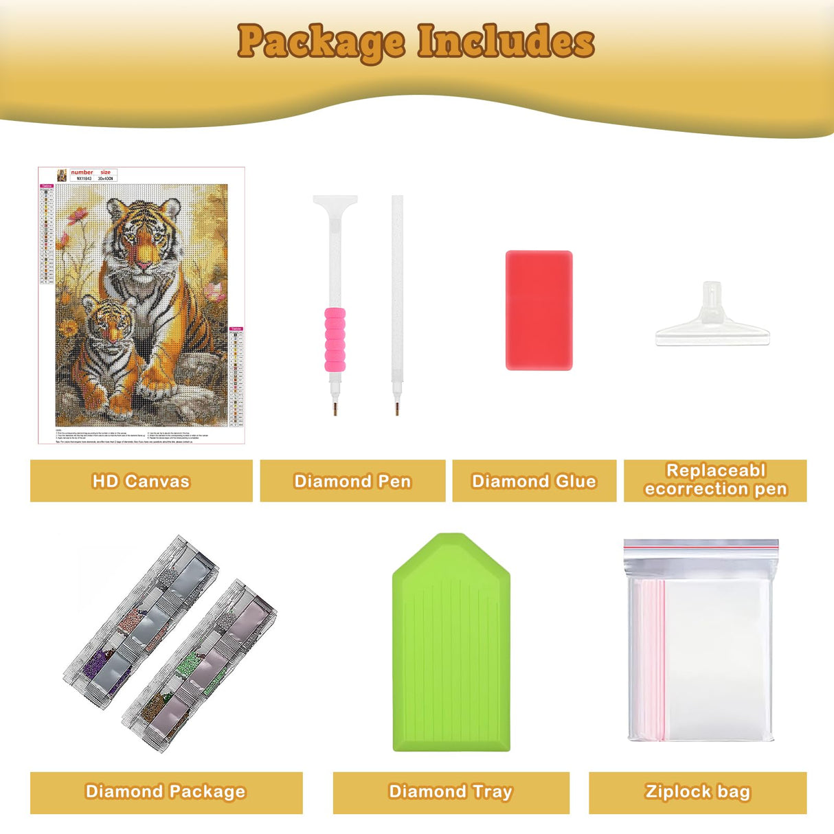 Genius maker Tiger Diamond Painting Kits for Adults, 5D Animal Diamond Art Kits for Beginners DIY Full Drill Diamonds Painting Pictures, Diamond Gem Art Painting DIY Crafts Kit Decor 12x16inch Genius maker