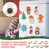 Blueweenly 84 Pcs DIY Wood Christmas Craft Magnets Set for Kids Christmas Day Craft Wooden Ornaments Unfinished Slices in 9 Styles Ornaments to Paint Crafts for Kids Blueweenly
