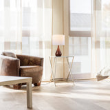 Globe Electric Novogratz x 65862 Harrington 20" Table Lamp, 2-Tone Faux Wood, White Cotton Shade Globe Electric