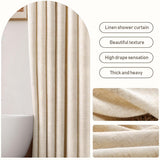 Awellife Linen Shower Curtain Beige Boho Farmhouse Shower Curtains for Bathroom Fabric Cream Cloth Liner 72 x 72 Inch Awellife