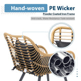 JOIVI Outdoor Patio Wicker Chairs Set of 2, Rattan Dining Chairs with Cushion and Armrest, Porch Chairs Outdoor Seating with Iron Frame, Balcony Furniture for Apartments, Lawn, Backyard, Garden, Black JOIVI