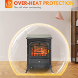 HOMCOM 22" Electric Fireplace Heater, Freestanding Fire Place Stove with Realistic LED Flames and Logs, and Overheating Protection, 750W/1500W, Black HOMCOM