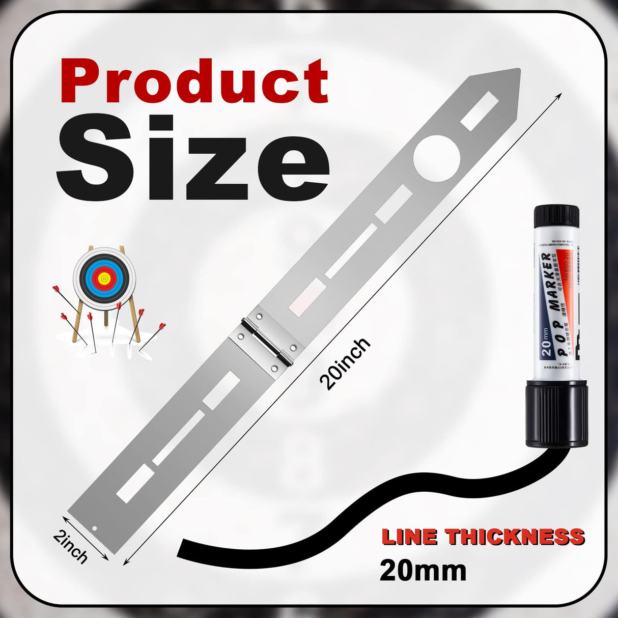 Axe Throwing Target Template Stainless Steel Target Template Stencil Comes with 3 Markers Axe Throwing Target Board Stencil Axe Throwing Set for Drawing Target Template, 20 x 2 Inches (Foldable) Epakh