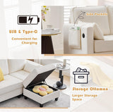 MAGIC UNION Convertible Sectional Couches for Living Room - Small Space Couches L-Shaped Sofa, Upholstered 3 Seats Sofas W/Storage Chaise, USB Ports, Side Pockets and Pillows (Chenille Fabric, White) MAGIC UNION