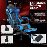 Gaming Chair with Footrest, Ergonomic Computer Chair with Headrest and Lumbar Support, PU Breathable Material Height Adjustable Video Game Chairs for Adults, BlackBlue NIONIK