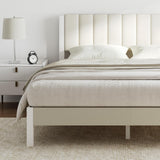 Novilla King Bed Frame with Piano Keys Headboard and Footboard, Metal Platform Bed Frames King Size, No Box Spring Needed, Easy Assembly, Steel Slats Support, Velvet White Novilla