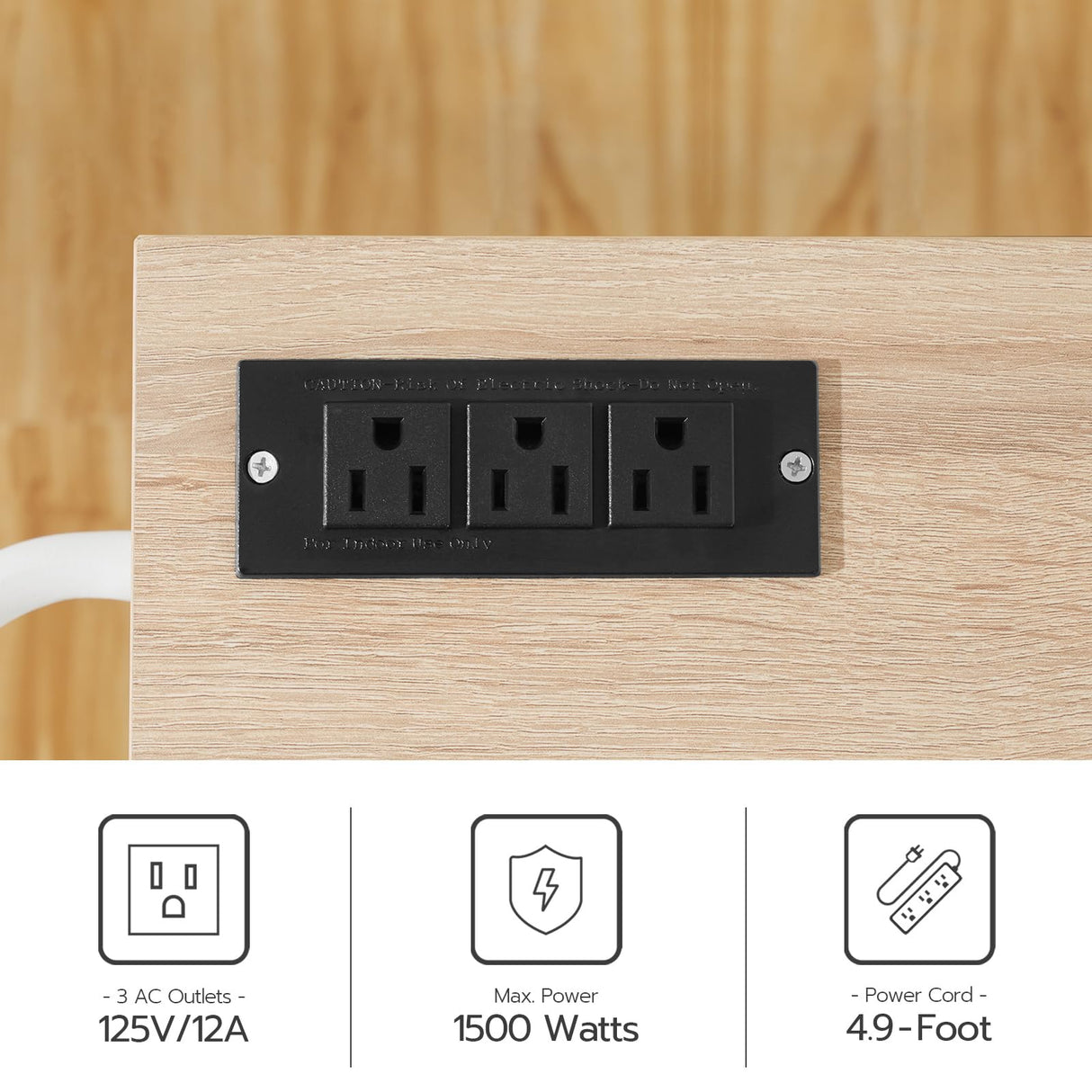 HOOBRO 43.3 Inch Kitchen Island with Charging Station, Rolling Kitchen Island with Storage, Kitchen Island Cart with Spice Rack and Hooks, for Kitchen, Living Room, White and Natural WN11UZD01 HOOBRO