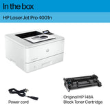 HP LaserJet Pro 4001n Black & White Printer, Print, Fast speeds, Easy setup, Mobile printing, Advanced security, USB, Ethernet Connection, Best-For-Office HP