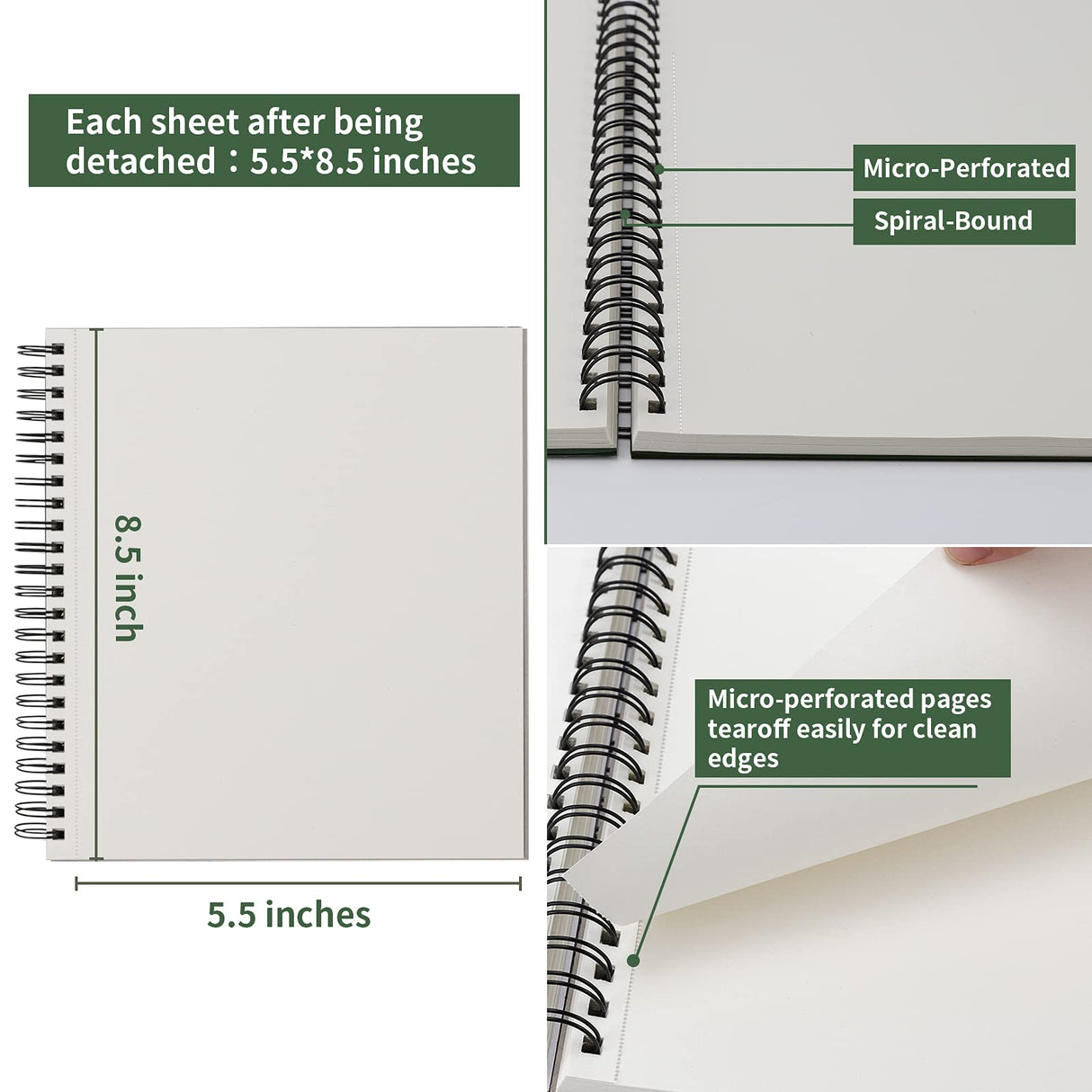Sketch Book 5.5 X 8.5, Spiral Sketchbook Pack of 2, SuFly 200 Sheets (68 lb/100gsm) Acid Free Sketch Pads for Drawing for Adults Spiral Bound with Hard Cover for Kids & Adults, 100 Sheets Each SuFly