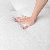 Cloud Shaped Floor Couches for Living Room, 90" Curved Boucle Sofa, Comfy Compressed Couch, Deep Seat Loveseat Sofa for Bedroom, Apartment, Small Space (White, No Installation) DEKUHI