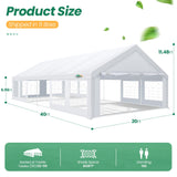 COBIZI Party Tents 20x40 Heavy Duty Waterproof, Tents for Parties with 8 Removable Sidewalls & 4 Built-in Sandbag, Outdoor Wedding Large Tent, UV 50+, White COBIZI