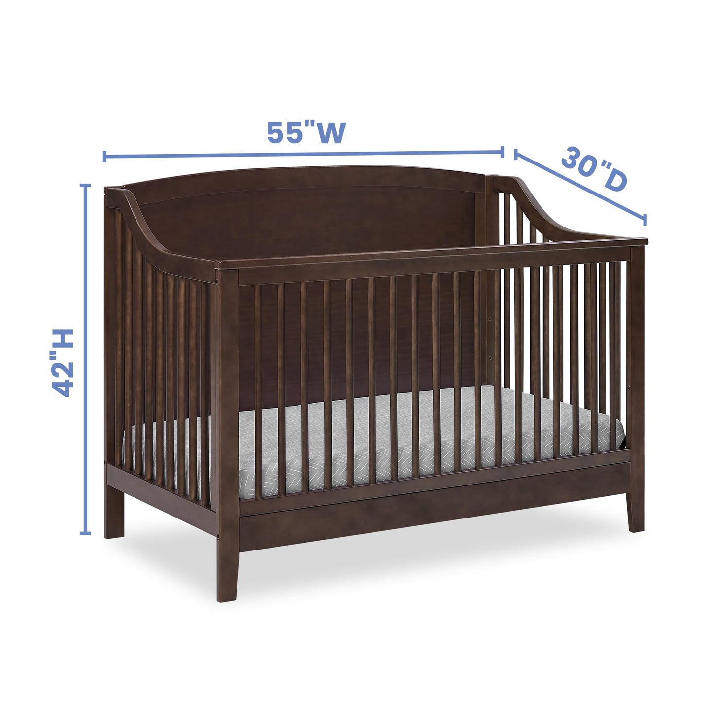 Delta Children Campbell 6-in-1 Convertible Crib - Greenguard Gold Certified, Walnut Espresso - WoodArtSupply