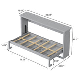 PVWIIK Twin Size Murphy Bed with Wood Support Plate for Adult,Girls,Boys,Solid Wood Cabinet Bed Frame/Hidden Wall Bed Cabinet,Space-Saving,No Box Spring Needed,Gray PVWIIK