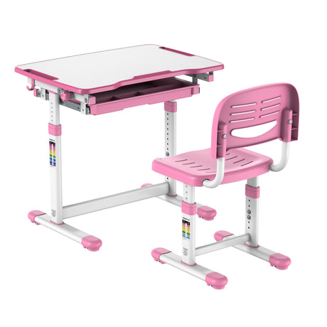 Mount-It! Kids Desk and Chair Set, Height Adjustable Sturdy, Girl Desk, Kids Art Desk, Kids Study Desk and Chair Set for Boys, Home School, Drafting Desk, Ergonomic Childrens Storage Drawer Pink Mount-It!