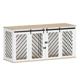 DAWNSPACES Furniture Dog Crate,71" Heavy Duty Wooden Dog Cage Kennel with a Removable Divider & Sliding Doors,Indoor Furniture Style Dog Crate Table,Dog House for Large Medium Small Dogs,White DAWNSPACES