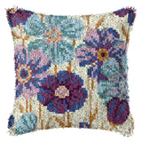 LAPATAIN Latch Hook Kits for DIY Throw Pillow Cover,Purple Flowers Pattern Needlework Cushion Cover Hand Craft Crochet for Great Family 17x17inch LAPATAIN