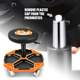 PM PERFORMOTOR Adjustable Height Pneumatic Garage Seat Rolling Mechanic Stool with Tool Tray Storage,300lbs Max Weight Capacity, Orange,PM-TOL-ATS-OG PM PERFROMOTOR