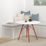 Best Choice Products 35.5in Round Dining Table, Compact Mid-Century Modern Table for 2-4, Home, Kitchen, Apartment w/Beech Wood Legs, Metal Frame - White Best Choice Products