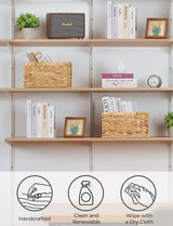 StorageWorks Wicker Basket, Baskets for Organizing, Storage Basket with Built-in Handles, Water Hyacinth Shelves (Medium 2-Pack, Natural Hyacinth) StorageWorks