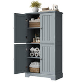 ChooChoo Bathroom Floor Cabinet, Modern Bathroom Storage Cabinet with 4 Doors and Adjustable Shelves, Freestanding Cupboard for Living Room, Grey ChooChoo