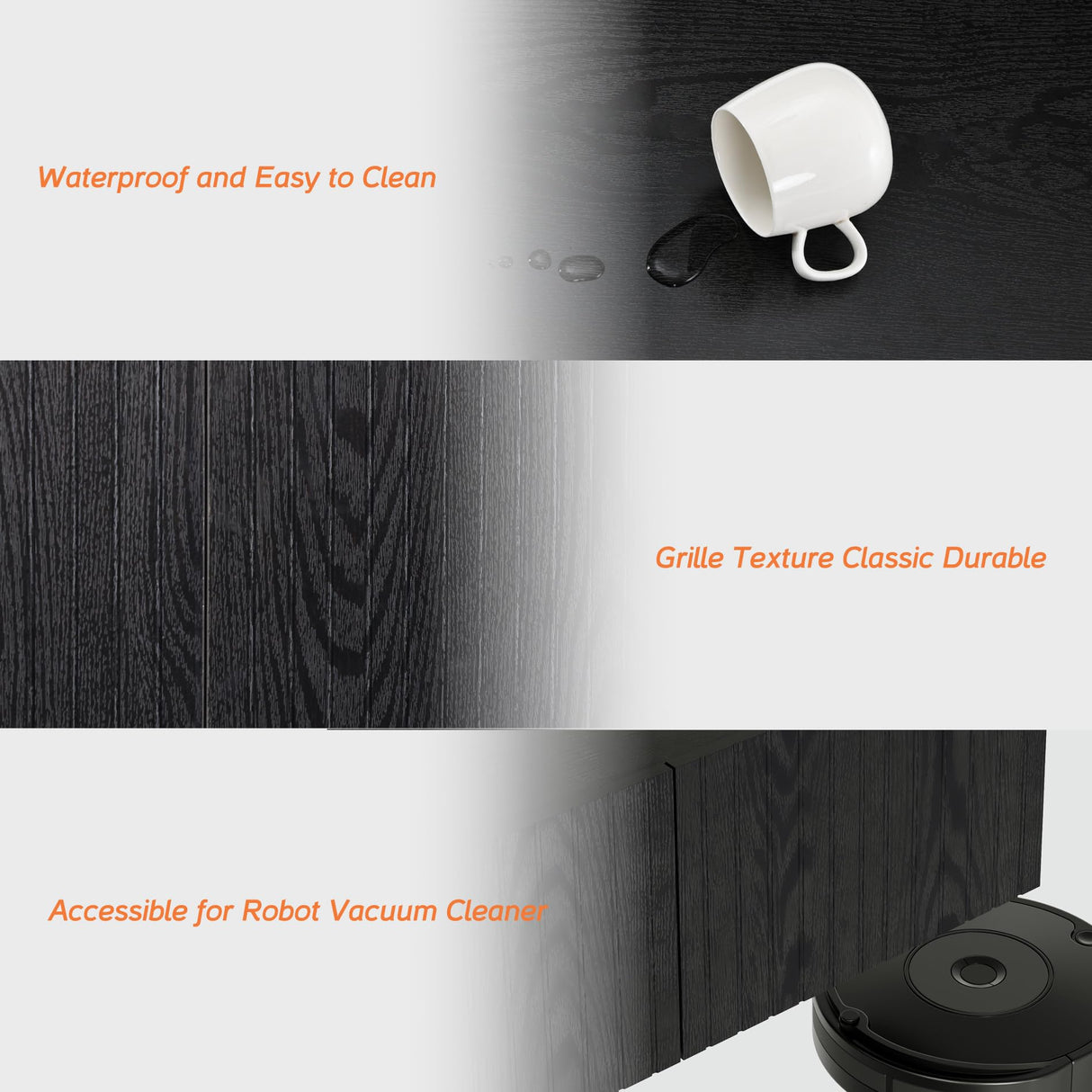 WAMPAT Floating TV Stand, Wall Mounted Shelf, Modern Floating Entertainment Center with 3 Fluted Flip-Down Doors, 70" Large Storage Media Console Wall Unit for Living Room,Bedroom, Black WAMPAT