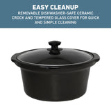 West Bend Slow Cooker 4-Quart Manual Crockery Style with Dishwasher Safe Oval Ceramic Crockpot and Glass Lid Two Temperature Settings Plus Keep Warm, 210-Watts, Black West Bend
