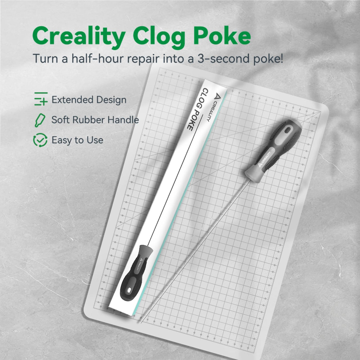 Creality Clog Poke,3D Printer Nozzle Cleaning Kit,Φ1.5mm L210mm Prolong Throat Piercing Needle 3D Printing Tool for 1.75mm Nozzles,Clean Hotend Without Disassembly Creality