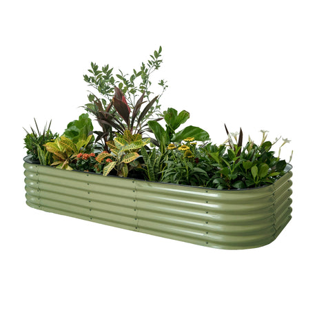 Vego garden Raised Garden Bed Kit, 17" Tall 10 in 1 Modular Metal Raised Garden Beds Kit, Metal Planter Box for Vegetables, Flowers, Herbs, Olive Green Vego garden