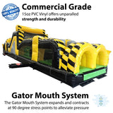 40-Foot Long Inflatable Obstacle Course with Climbing Wall, Venom Yellow and Black, 11-Foot Wide by 11-Foot Tall, Commercial Grade Interactive 2 Lane Bounce House for Kids, Blower, and Stakes Included TentandTable