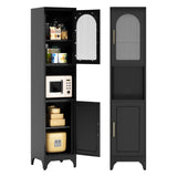 75"H Tall Bathroom Storage Cabinet, Metal Cabinets with Open Compartment, Narrow Storage Cabinet with Doors and Adjustable Shelves, Black Kitchen Pantry, Slim Storage Locker for Bathroom, Living Room MetalMax