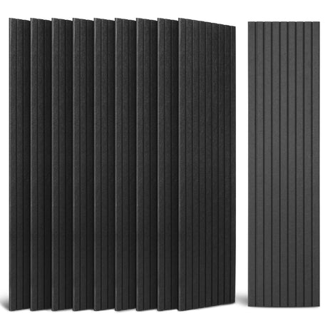 Art3dwallpanels 10 Pack Acoustic Panels, 48" X 12" X 0.35" Soundproof Wall Panels, Self Adhesive High Density Sound Absorbing Acoustic Treatment for Recording Studio, Office, Black Art3dwallpanels