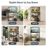 20-29-37 Gallon Fish Tank Stand with Power Outlet, Metal Aquarium Stand with Height-Adjustable Stoarge Shelves, 6-Leg Reptile Tank Stand, 400lbs Capacity PawGiant