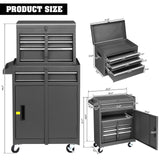 Winado 4-Drawer Rolling Tool Chest with Wheels & Lock, Tool Box with Large Storage Cabinet and Adjustable Shelf, Removable Portable Top Box for Garage, Warehouse, Factory Winado