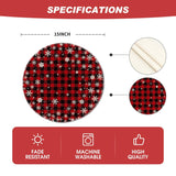 Artoid Mode Red and Black Buffalo Plaid Snowflakes Christmas Round Placemats Set of 4, 14 Inch Winter Round Table Mats for Dining Decoration Artoid Mode