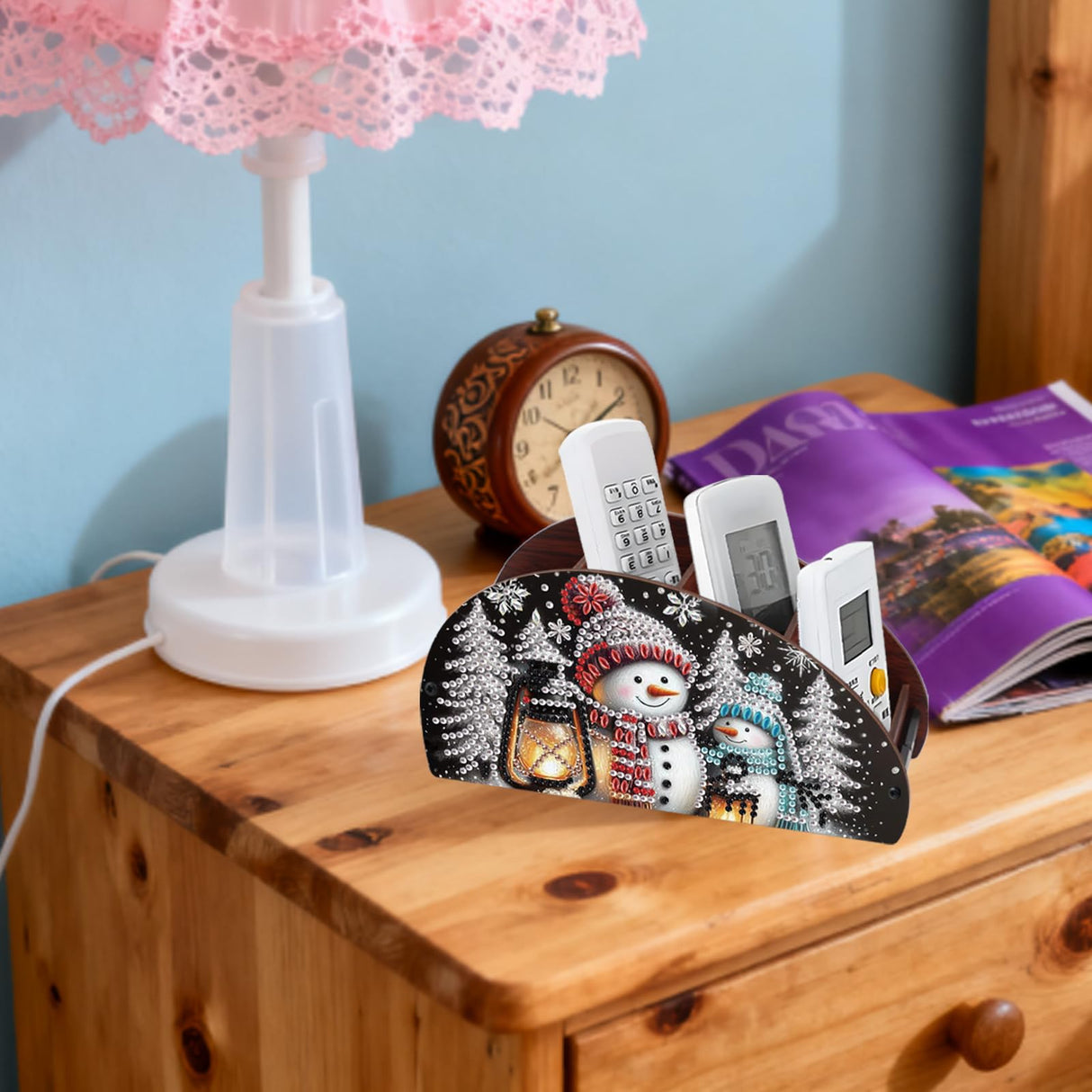 JISHSHAY Christmas Diamond Painting Remote Control Holder Snowman Diamond Art Remote Holder Xmas Gem Art Organizer Box Gem Painting Organizer Case Embroidery Mosaic Kits for Adults Storage Case JISHSHAY