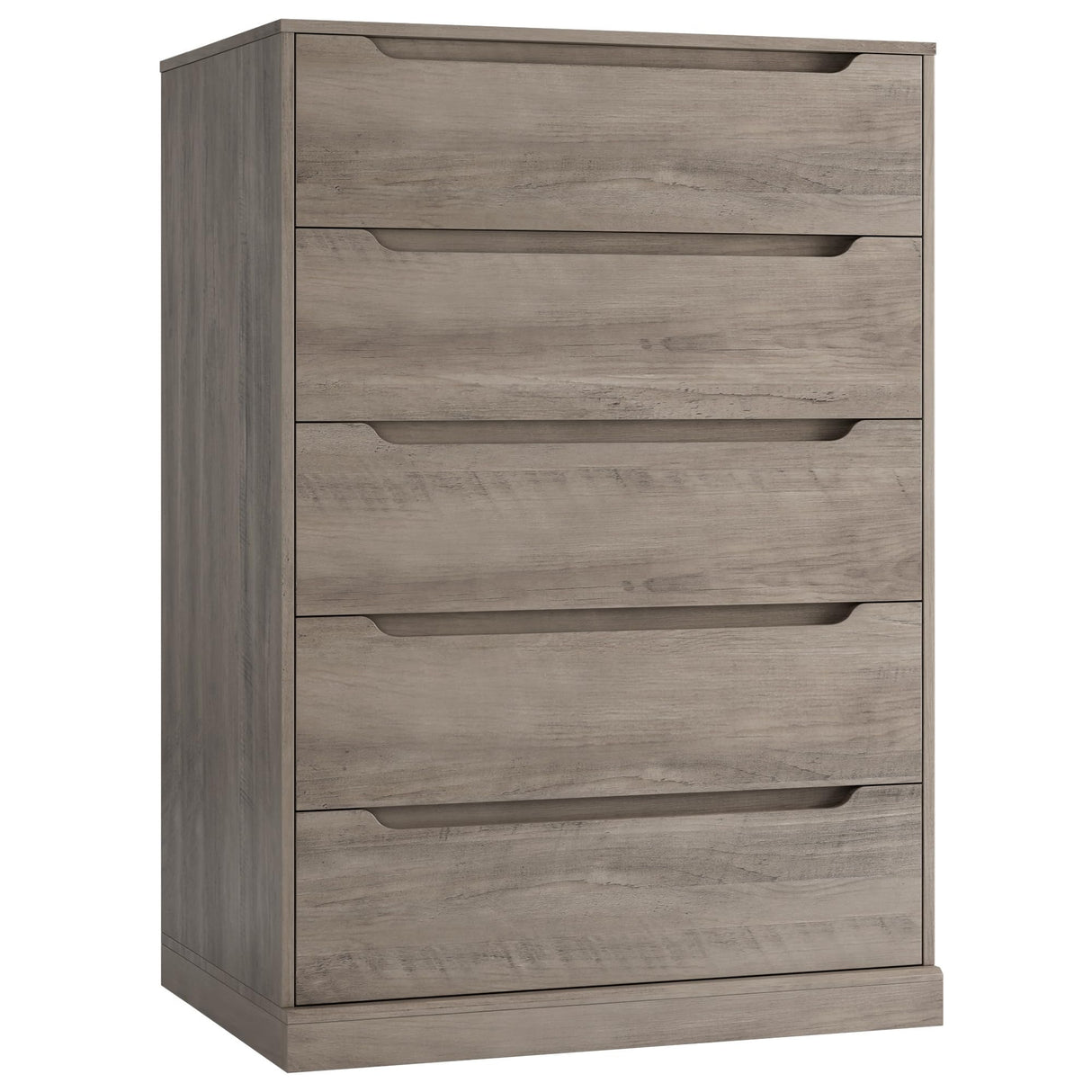 HOSTACK 43.3" Tall Modern 5 Drawer Dresser for Bedroom, Large Chest of Drawers with Storage, Wood Clothes Storage Organizer with Cut-Out Handle, Accent Storage Cabinet for Living Room, Ash Gray HOSTACK