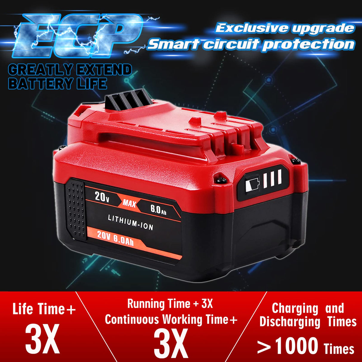 TenHutt 【Upgrade】 20V 6.0Ah Replacement Battery for Craftsman 20V Battery V20 Lithium Ion Battery for CMCB205 CMCB204 CMCB206 CMCB202 CMCB201 20V Cordless Power Tools TenHutt