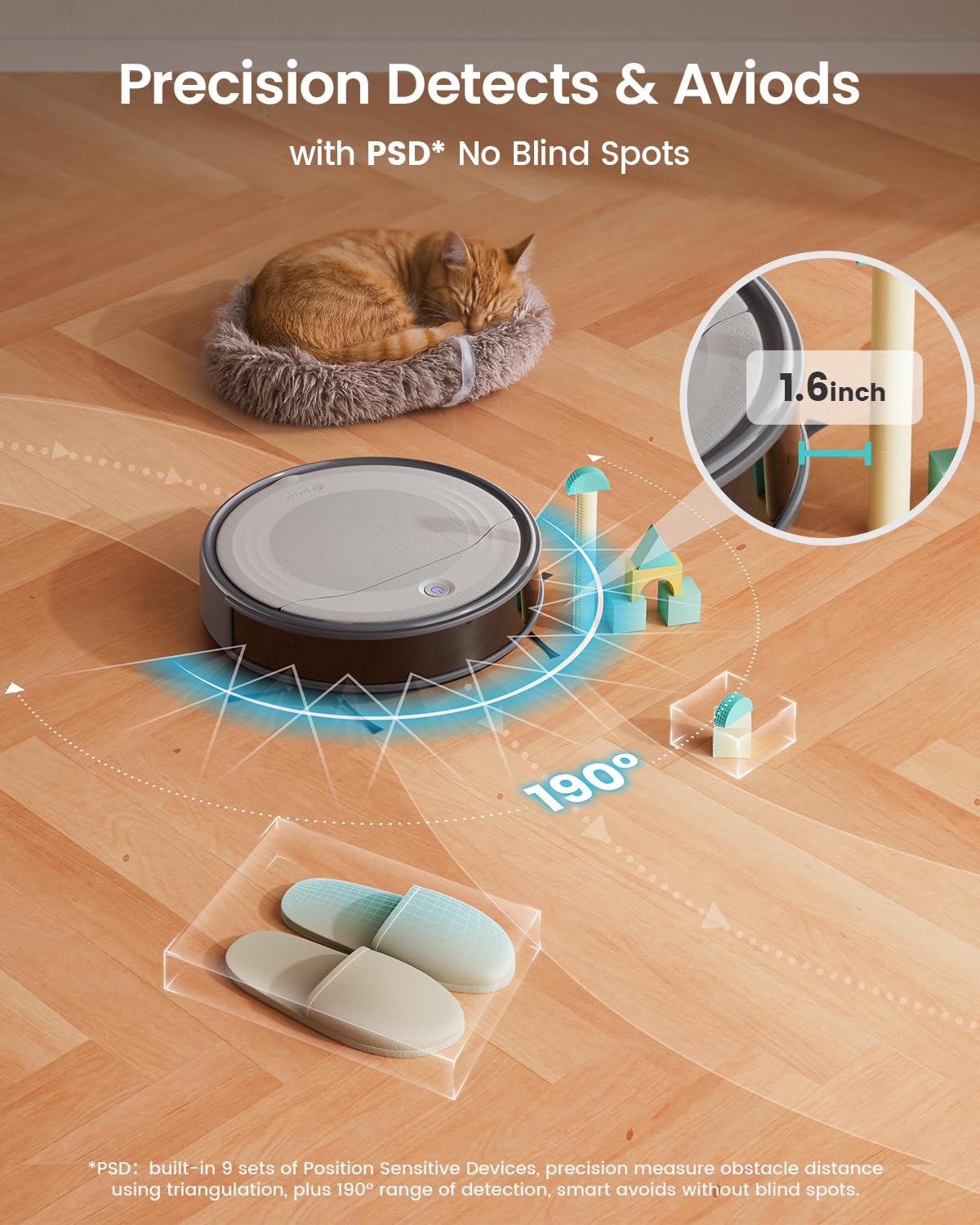 Lefant M310 Robot Vacuum Cleaner,4500Pa Strong Suction, Slim Design, Quiet, PreciSense Obstacle Avoidance, WiFi/App/Voice Control, 160-Min Runtime, Self-Charging, for Pet Hair and Hard Floors, Gray Lefant