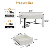 GarveeHome Round Coffee Table with Drawers Circle Living Room Table Wood Accent Coffee Table with Storage White Center Table GarveeHome