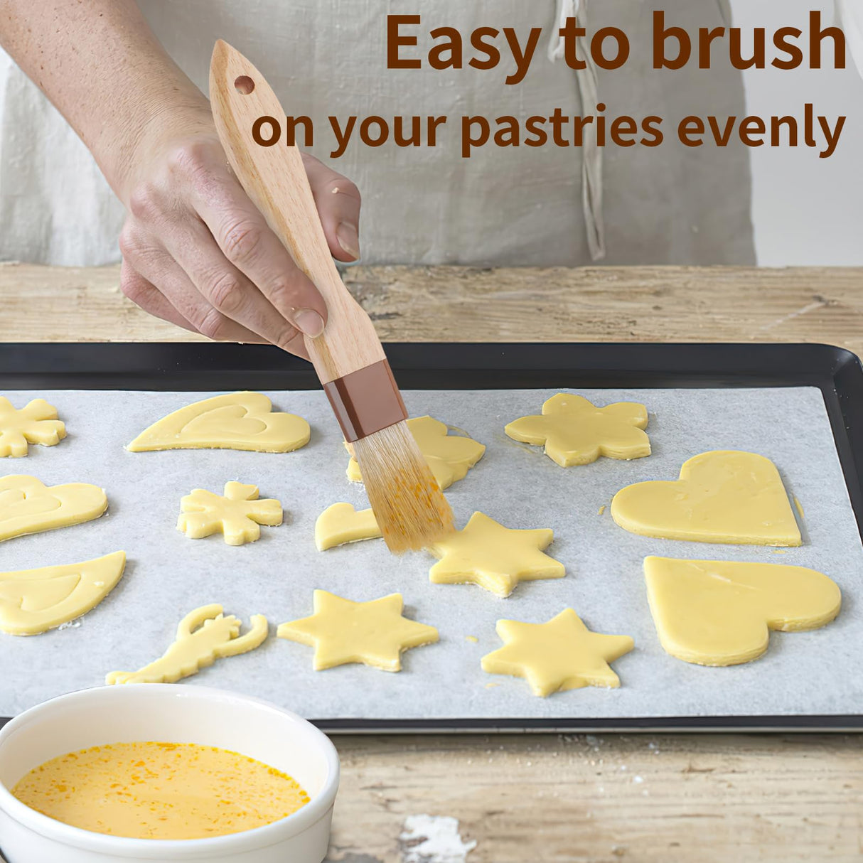 3 Pcs Pastry Brush, Natural Bristle Basting Brush, Cooking Brush, Food Brush, Butter Brush, Baster Brush, BBQ Brushes for Sauce, Kitchen Baking Brushes for Oil, Grilling, Marinade yeestone