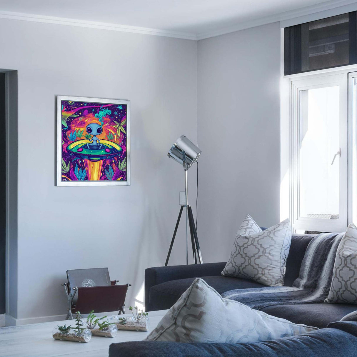 ARNLRDYA Alien UFO Paint by Numbers Kit, Alien Spaceship Paint by Numbers for Adults, Science Fiction Acrylic Painting for Home Decor(16×20inches, No Frame) ARNLRDYA