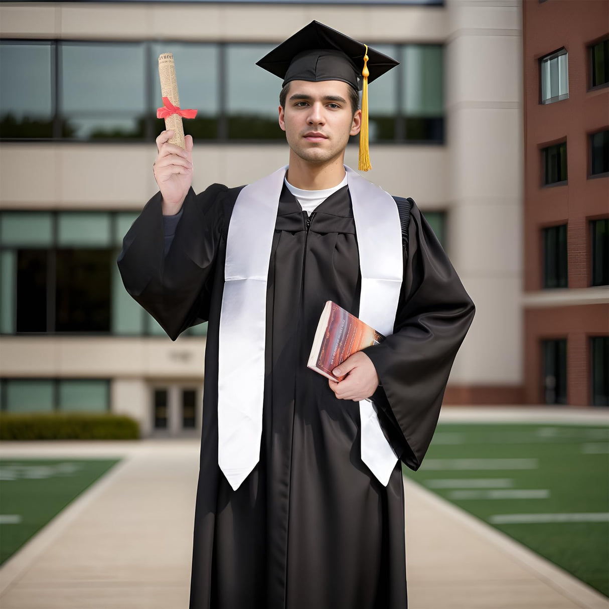 baotongle 12 Pieces Unisex Graduation Stole Sublimation Blank Graduation Stole Plain Graduate Honor Stole 70 Inches(12, White, 70x4.7inches) baotongle