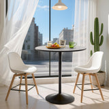 Athena Collection Bar Table Modern Round Cocktail Table Height Adjustable, Tall Bistro Pub Table with Sturdy Base, Suitable for Home, Kitchen, Pub, Restaurant, Silver Athena Collection