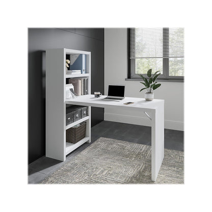 Office by kathy ireland Echo 4-Shelf 56-inch H Bookcase Desk, Pure White/Modern Gray (KI60507-03) - WoodArtSupply