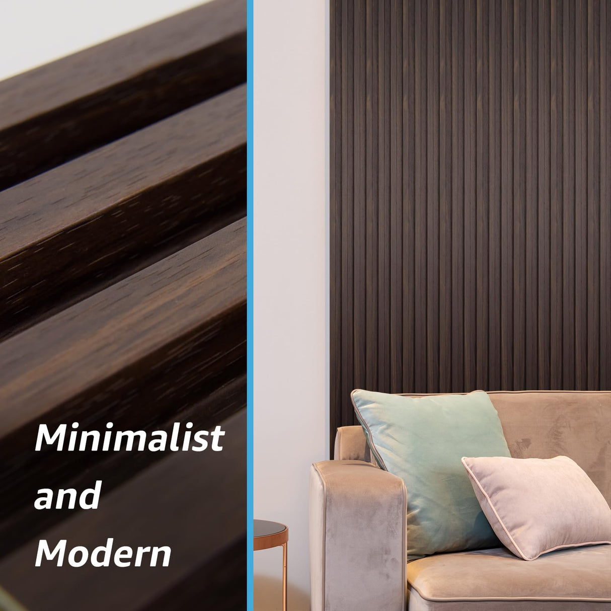 Art3d Slat Wall Panel for Modern Decor, WPC Acoustic Diffuser Panel, 8-Pack 96 x 6in. Black Walnut Art3d